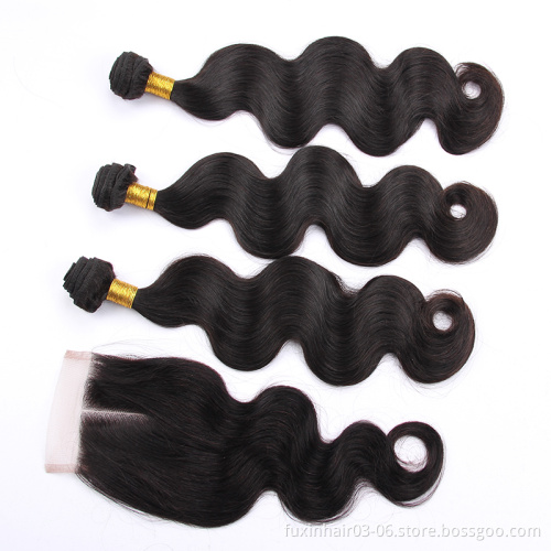 Top selling product cheap human hair Brazilian virgin hair bundles with lace closure
